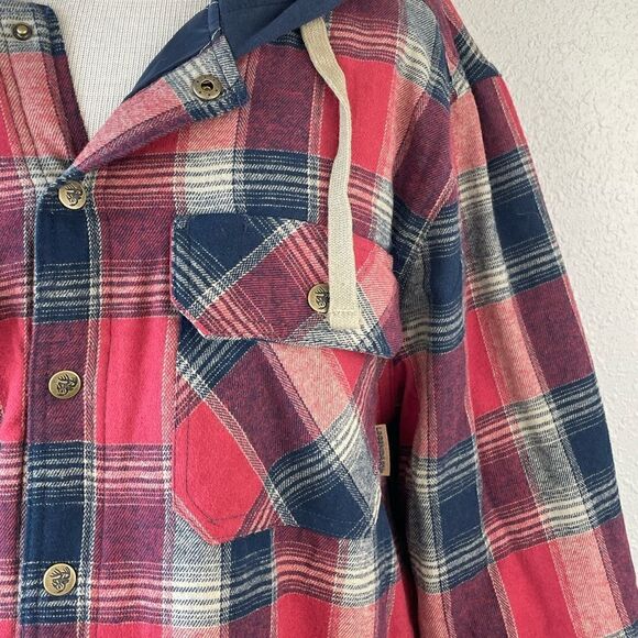 EUC Legendary Outfitters Mens Flannel Hooded Button Down Jacket Size XL - Picture 3 of 7